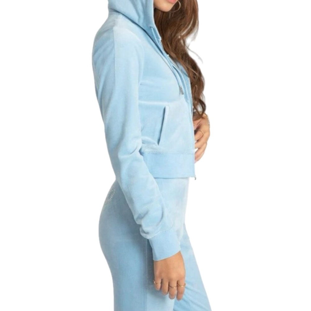 NWT Juicy Couture Velour Track Suit Pants Hooded Jacket Bling Sz Large New $199 - Picture 6 of 16